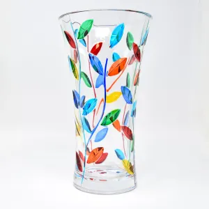 Flowervine - Tree of Life Vase 10", Medium, Hand Painted Italian Crystal