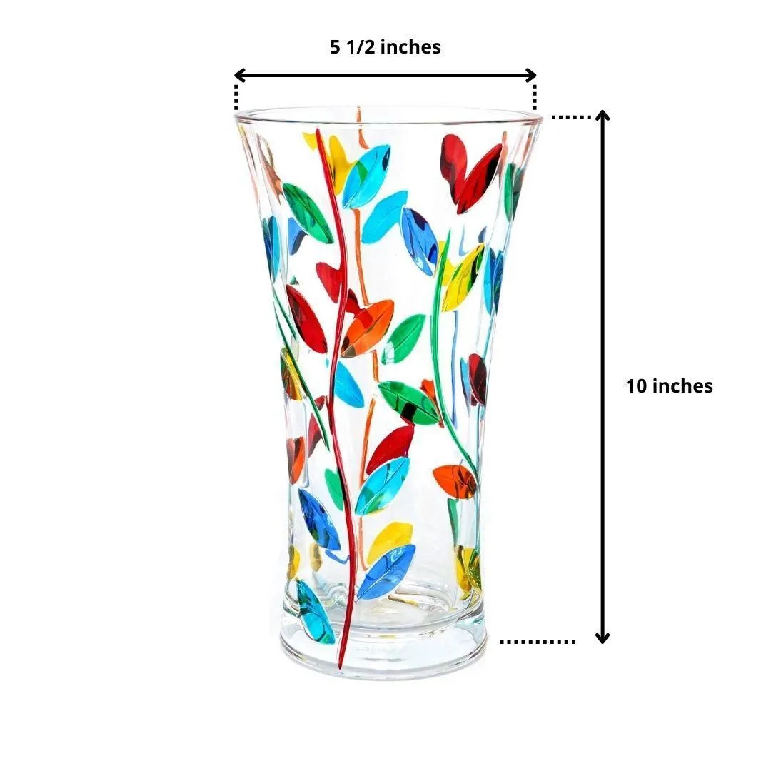 Flowervine - Tree of Life Vase 10", Medium, Hand Painted Italian Crystal