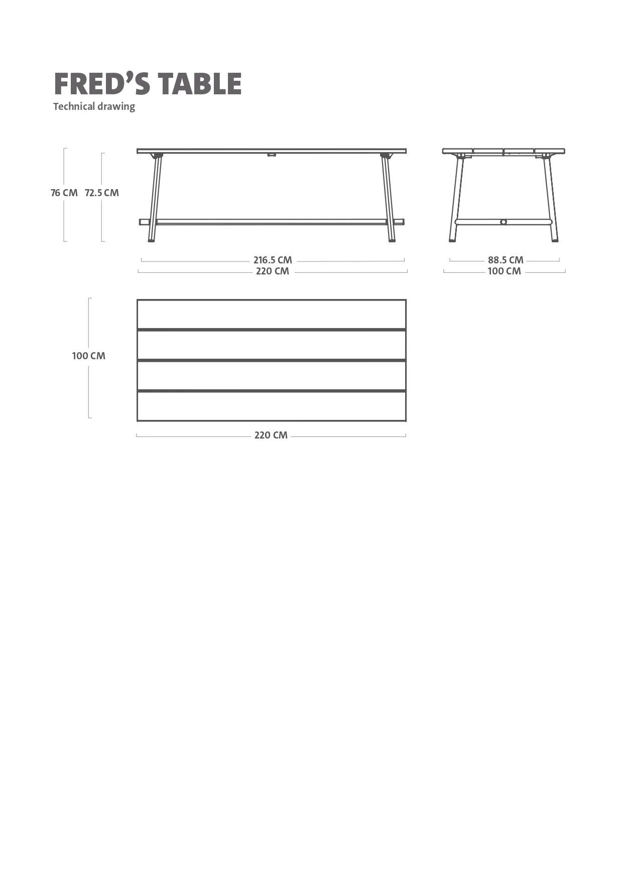 Fred's Outdoor Table<br> 6 to 8-places