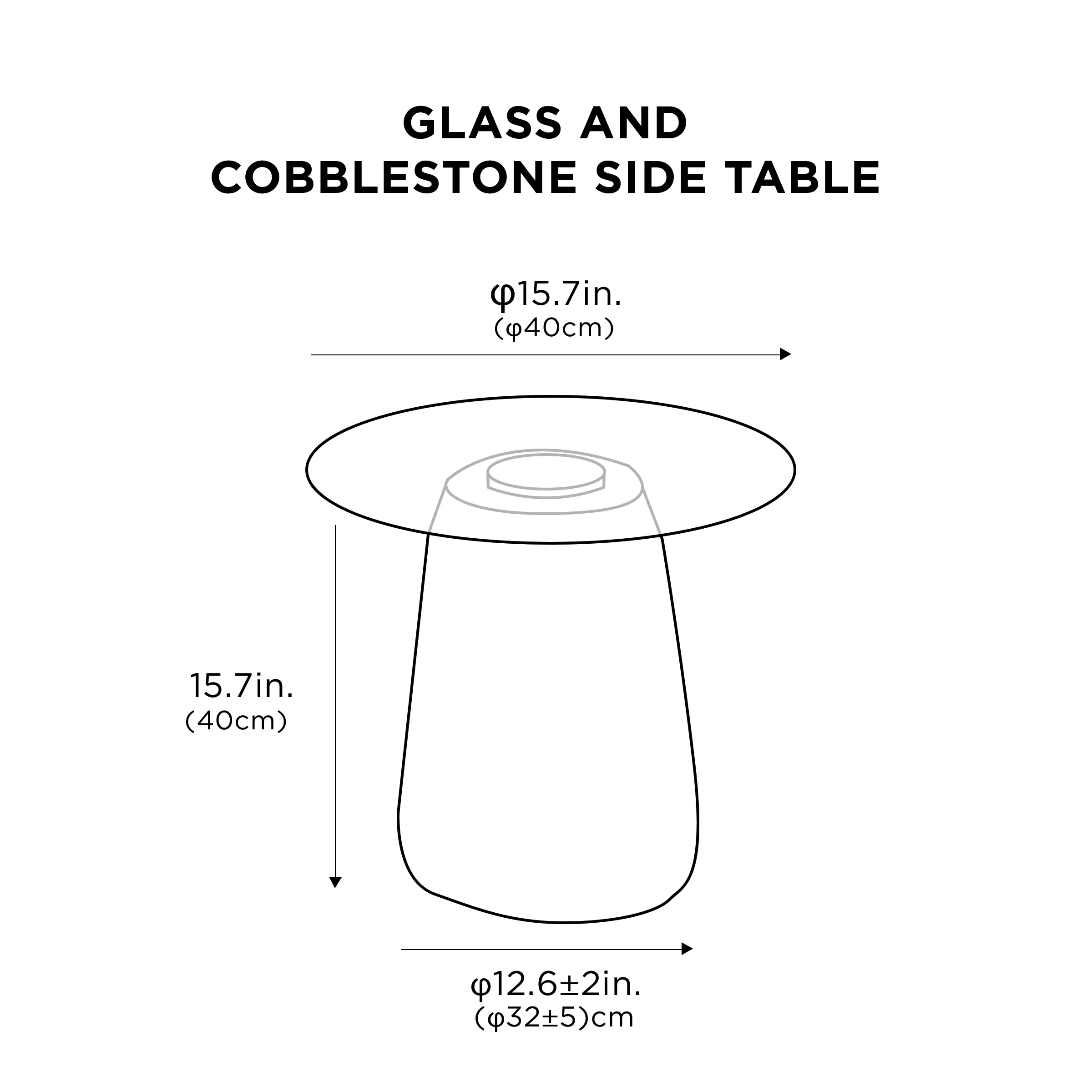 Glass and Cobblestone Side Table