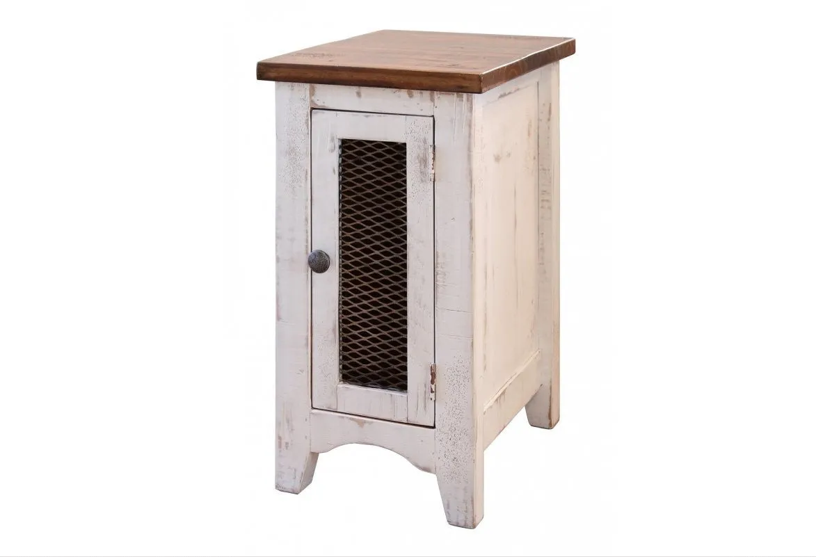 Greenview One Door Side Table - Distressed White