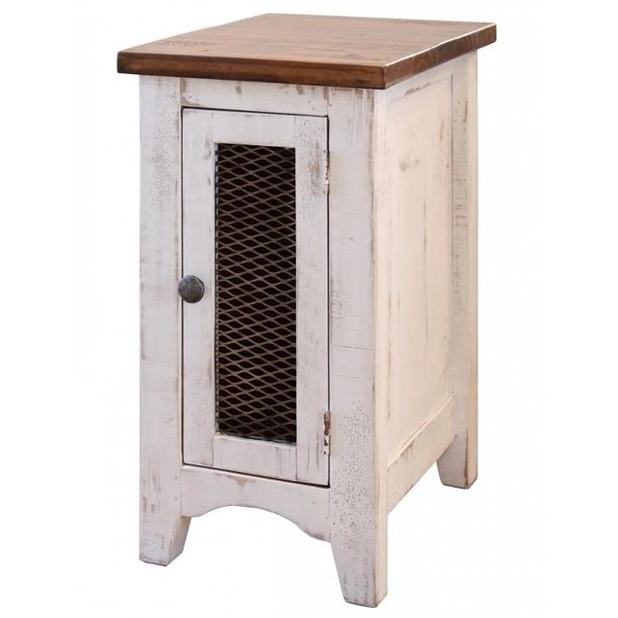 Greenview One Door Side Table - Distressed White