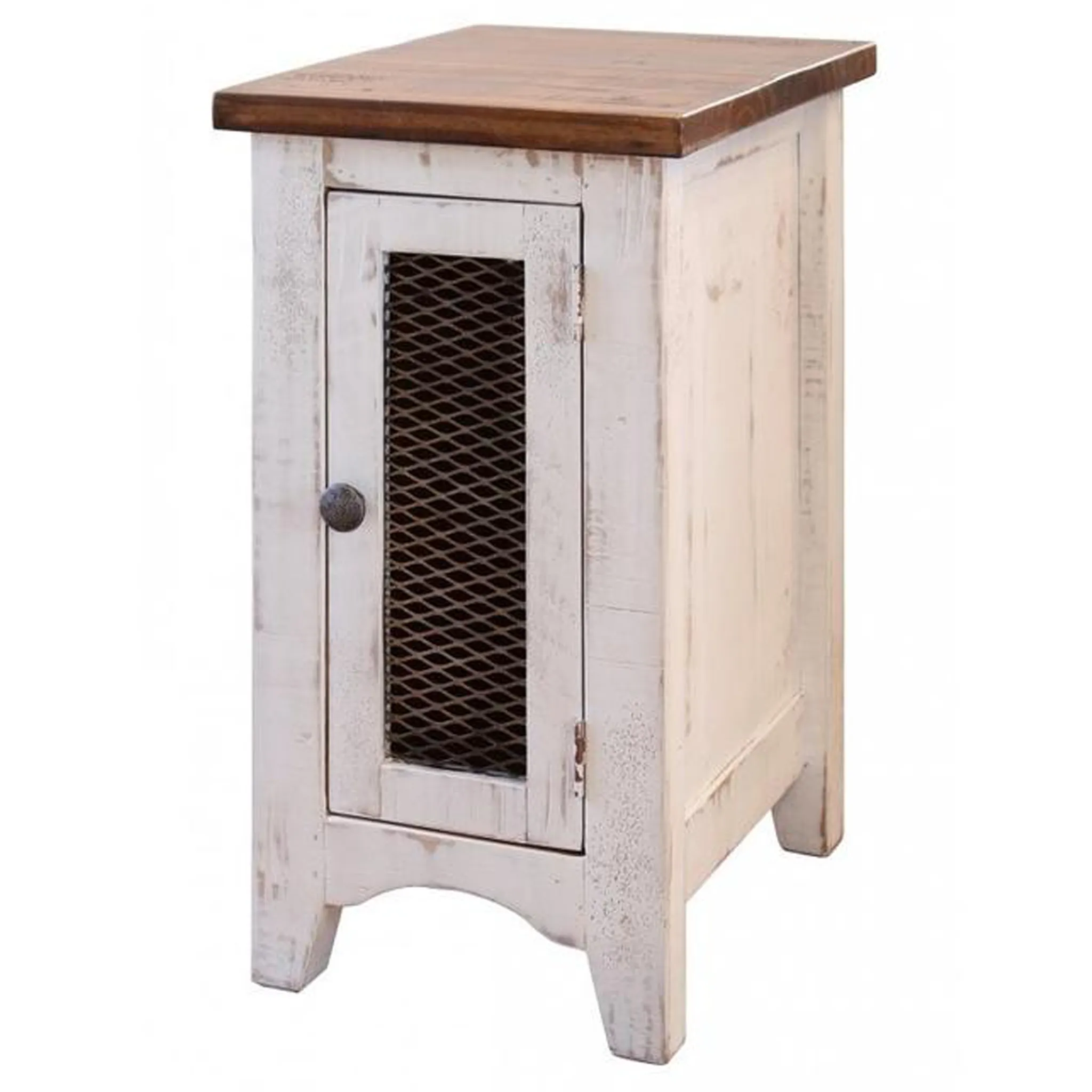 Greenview One Door Side Table - Distressed White