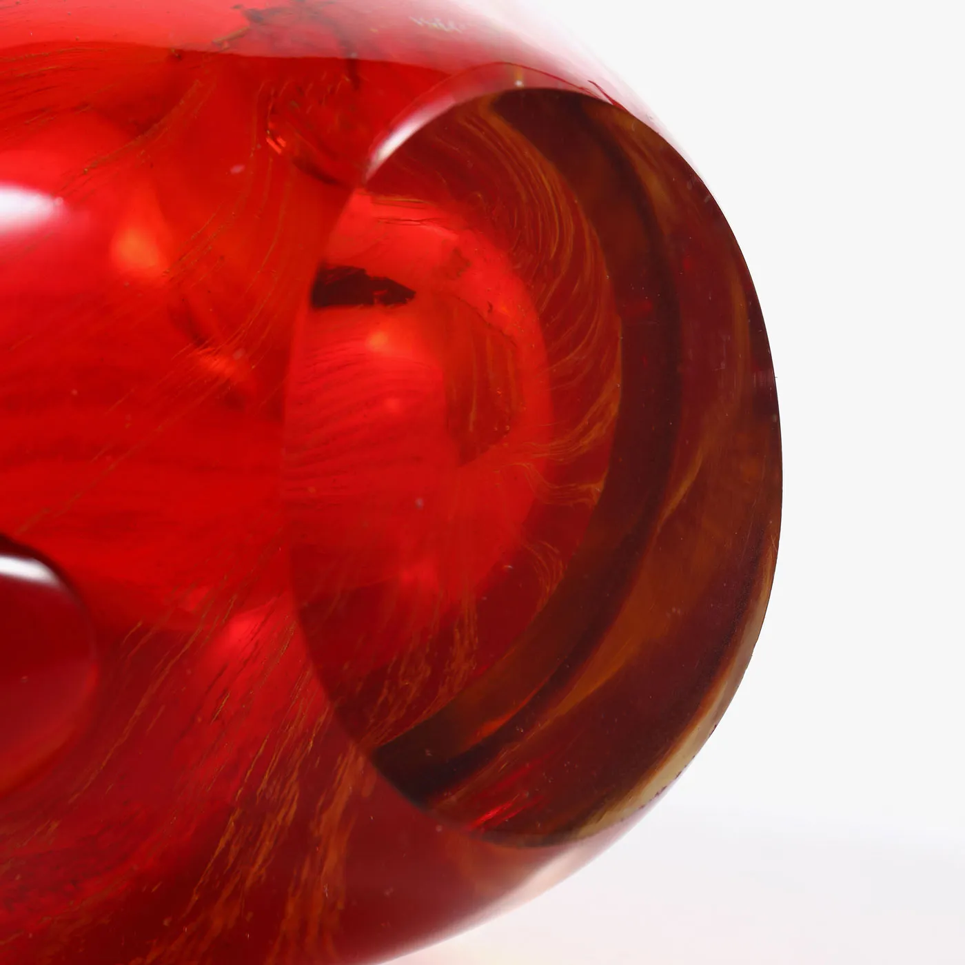 Hand Blown Red Teardrop Sommerso Art Glass Vase 9.5-12.5 inch tall