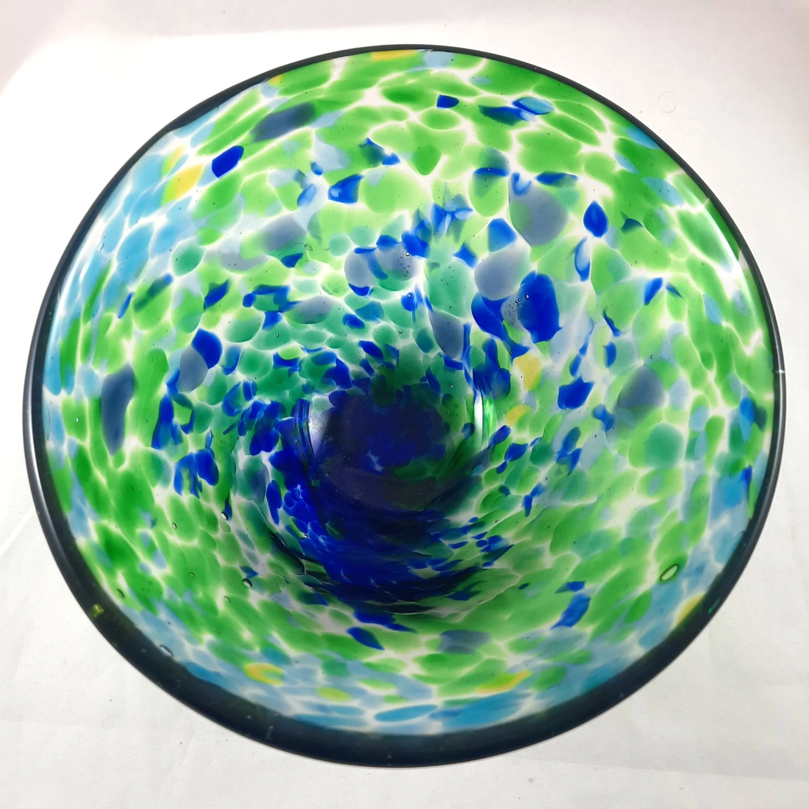 Handmade Art Glass Bowl, Blue and Green, Christmas Gift