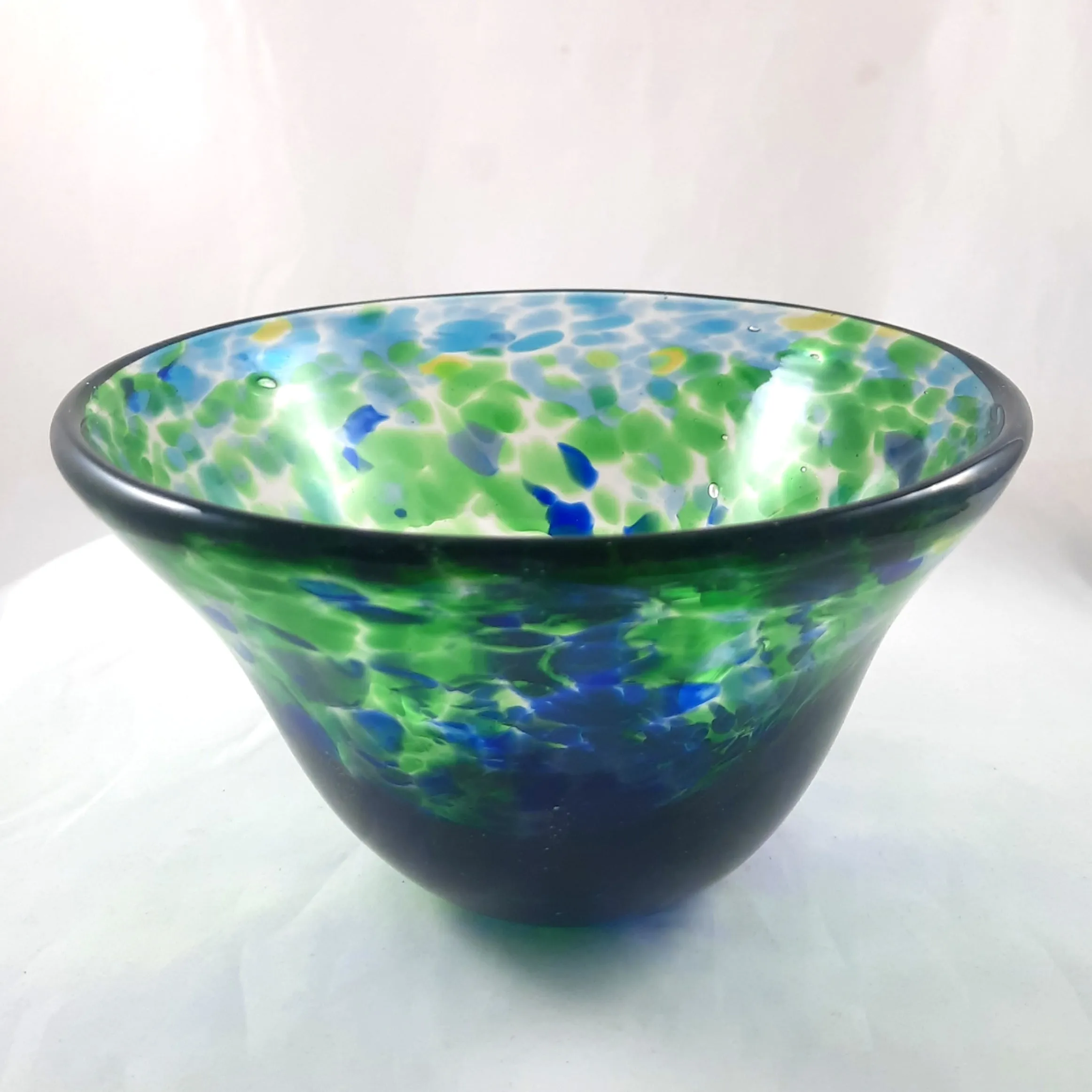 Handmade Art Glass Bowl, Blue and Green, Christmas Gift