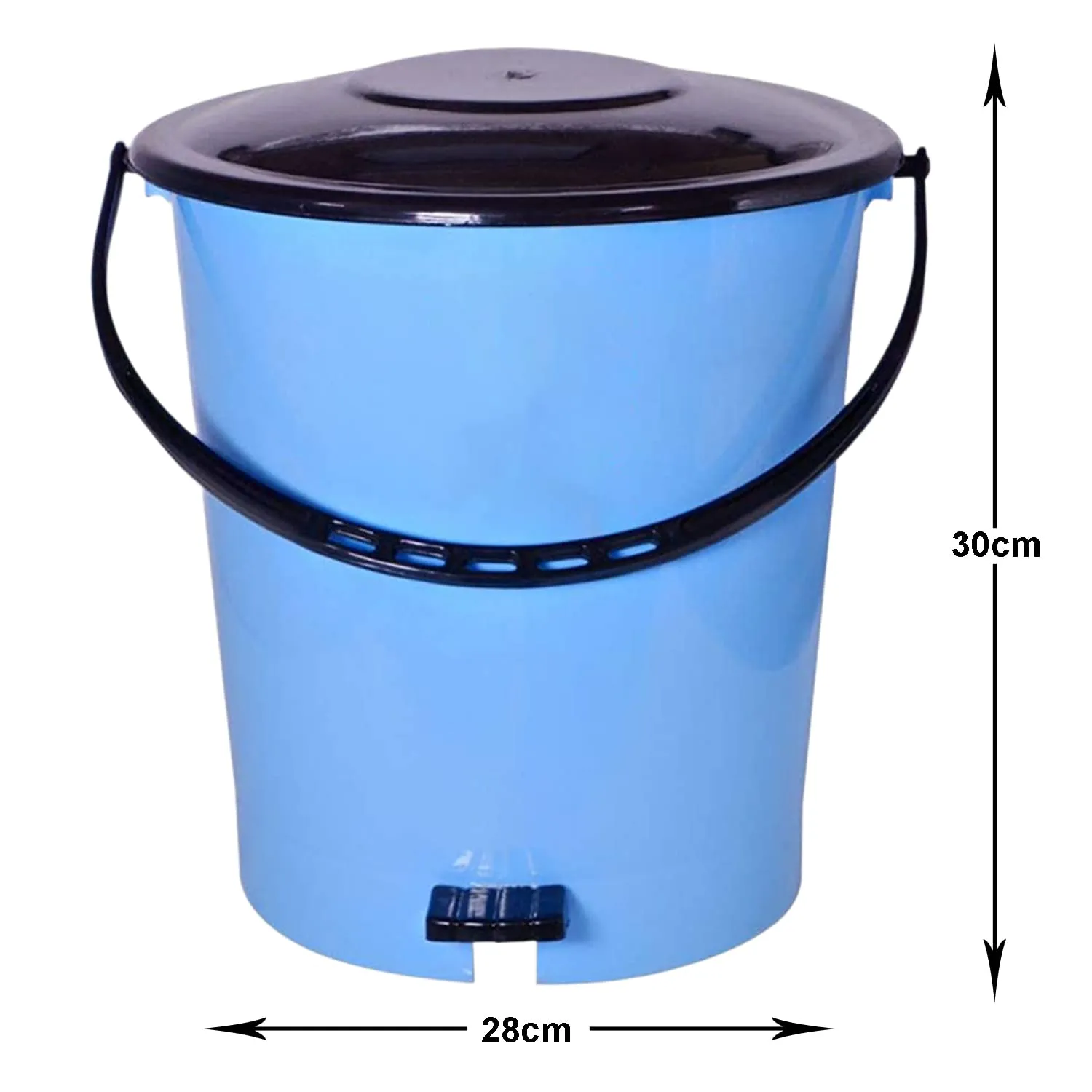 Heart Home Plastic Pedal Dustbin/Wastebin With Handle, 10 Liter- Pack of 2 (Blue & Black)-47HH0991