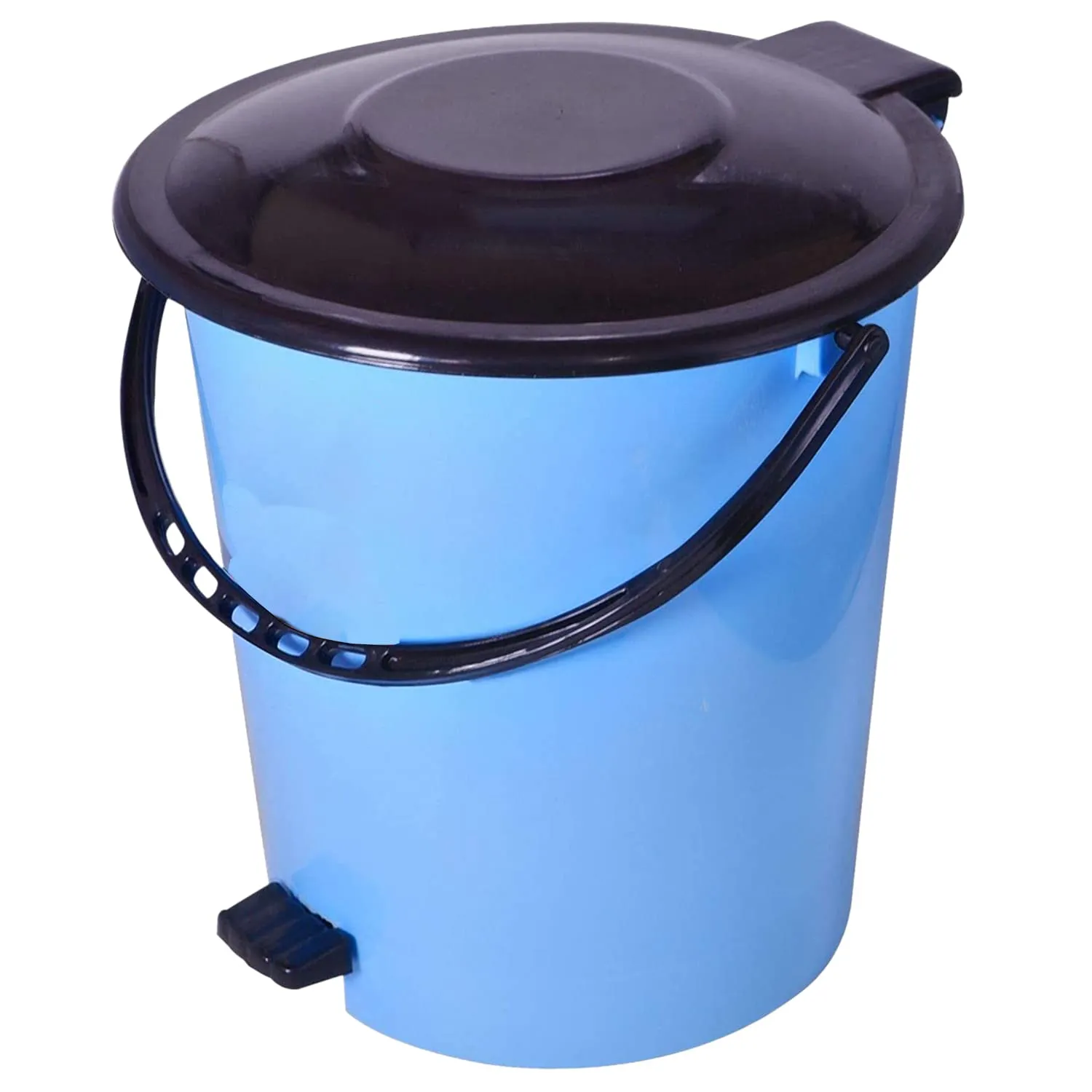 Heart Home Plastic Pedal Dustbin/Wastebin With Handle, 10 Liter- Pack of 2 (Blue & Black)-47HH0991