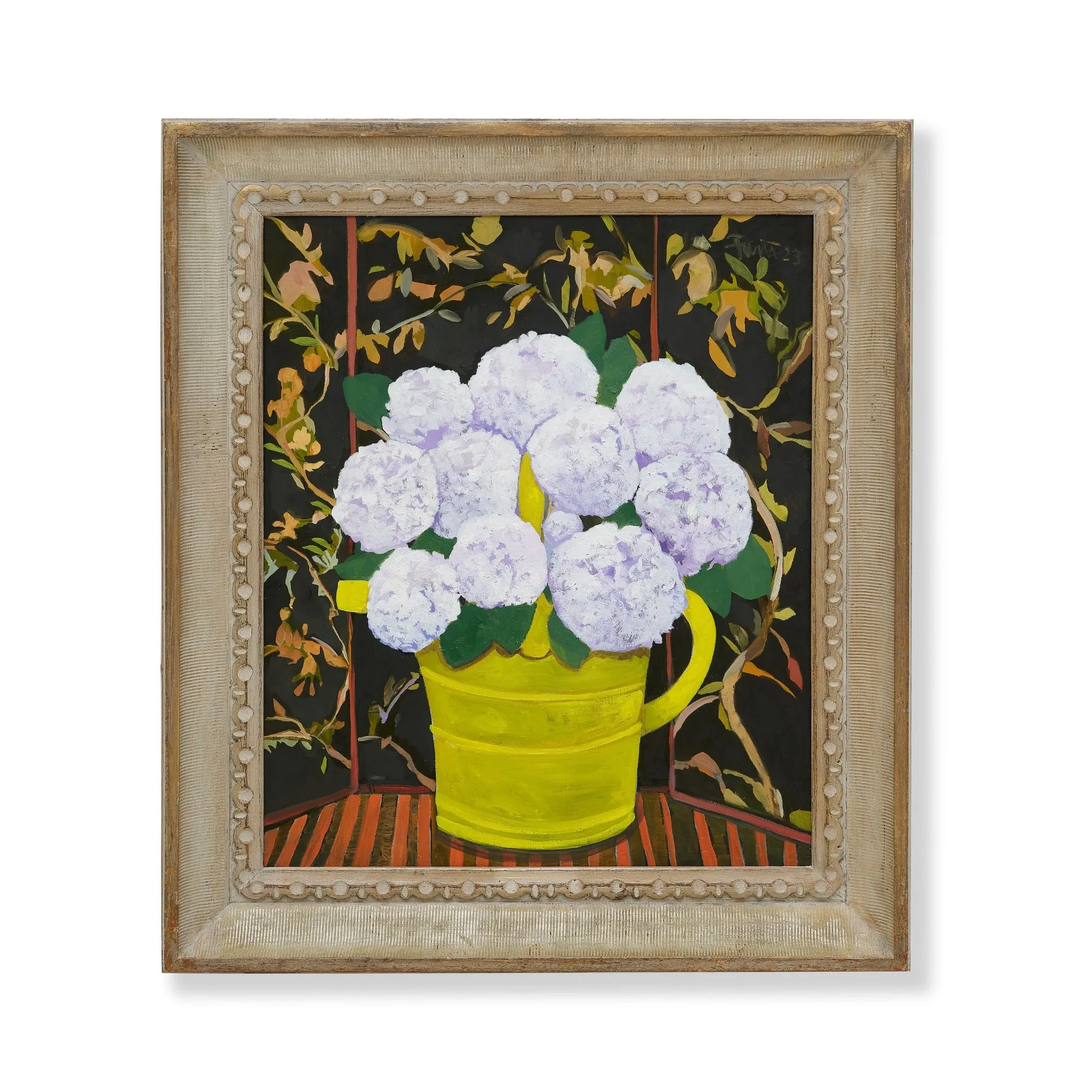 Hydrangeas and Chinese Screen by John Funt, 2023 (34" x 30")