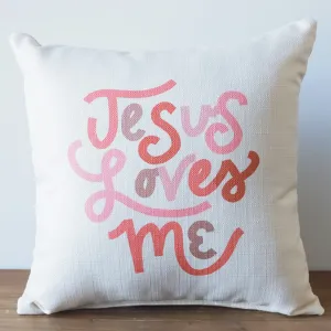 Jesus Loves Me Pinks Square Pillow