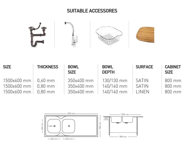 L023 LAY ON SERIES DOUBLE BOWLS KITCHEN SINK