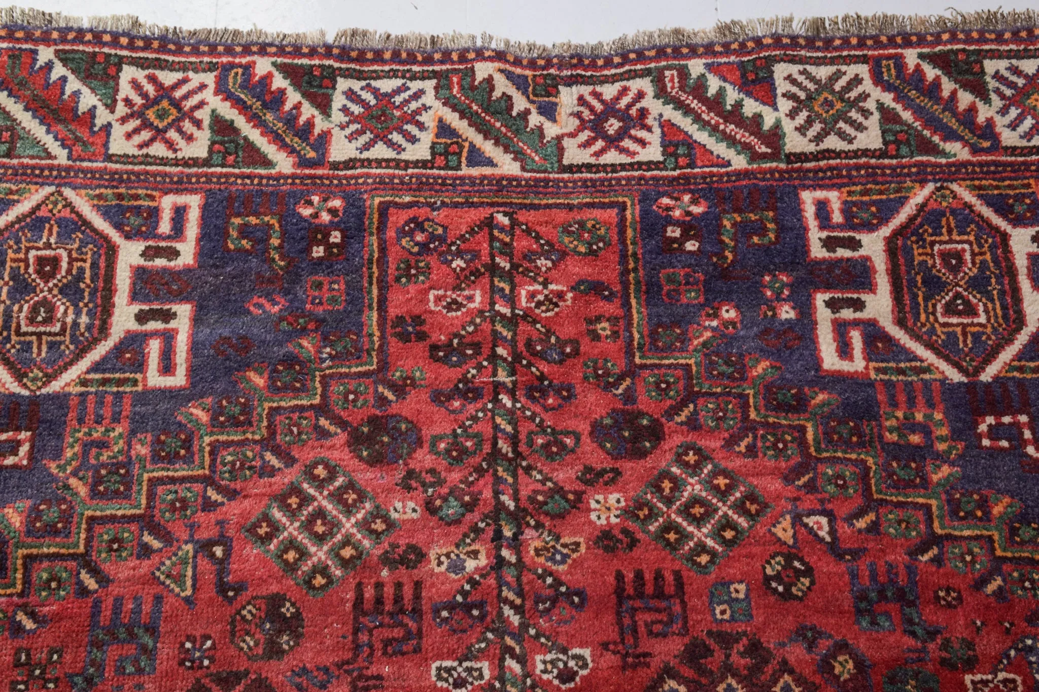 Large Handwoven Tribal Rug - With Stylised Animals and Flowers