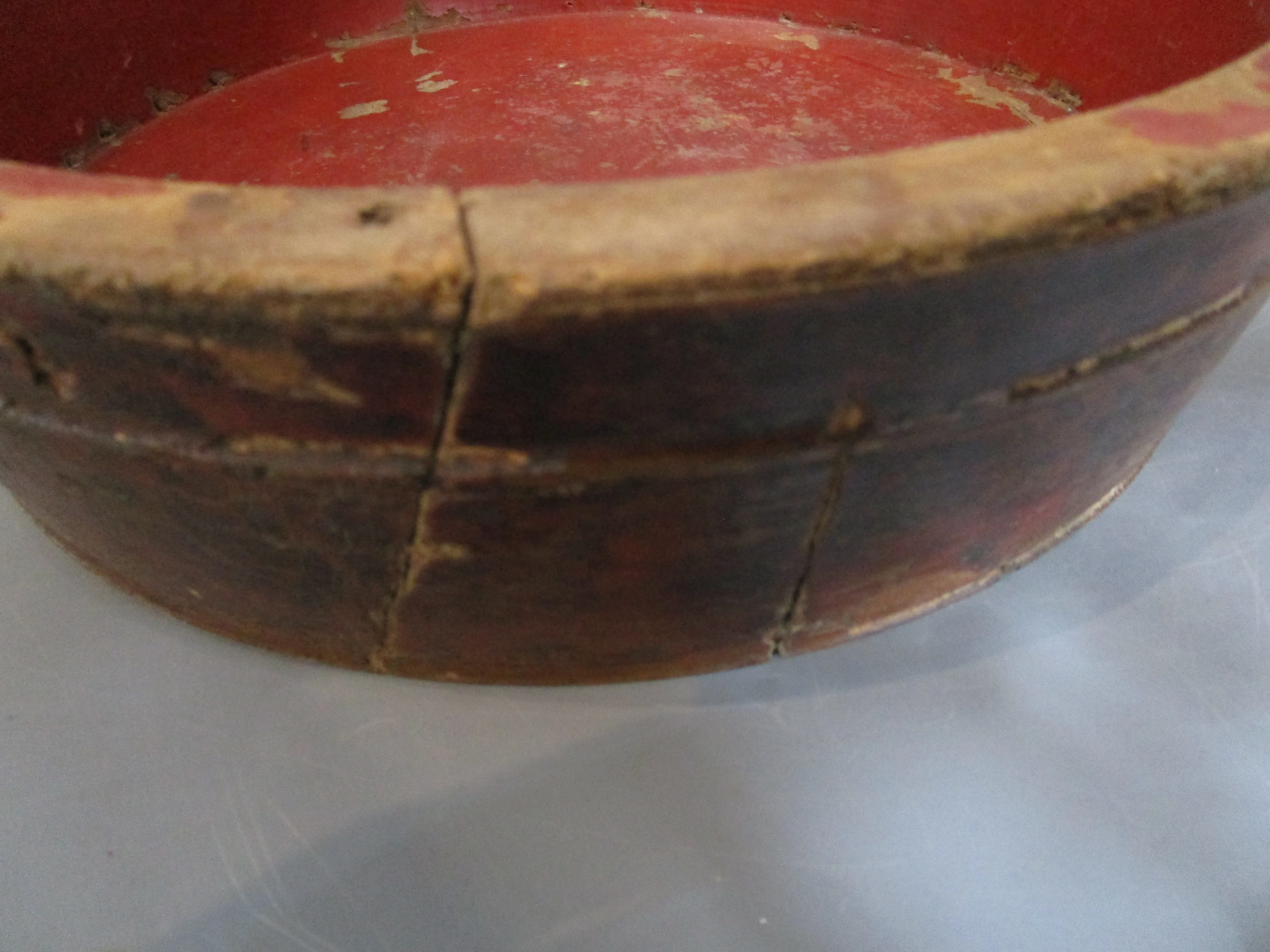 Large Indian Lidded Wooden Hand Made Bowl Vintage c1970