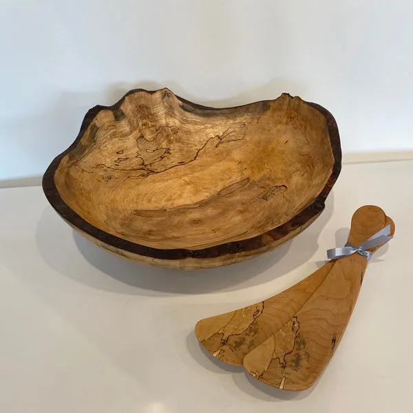 Live edge spalted maple oval bowls