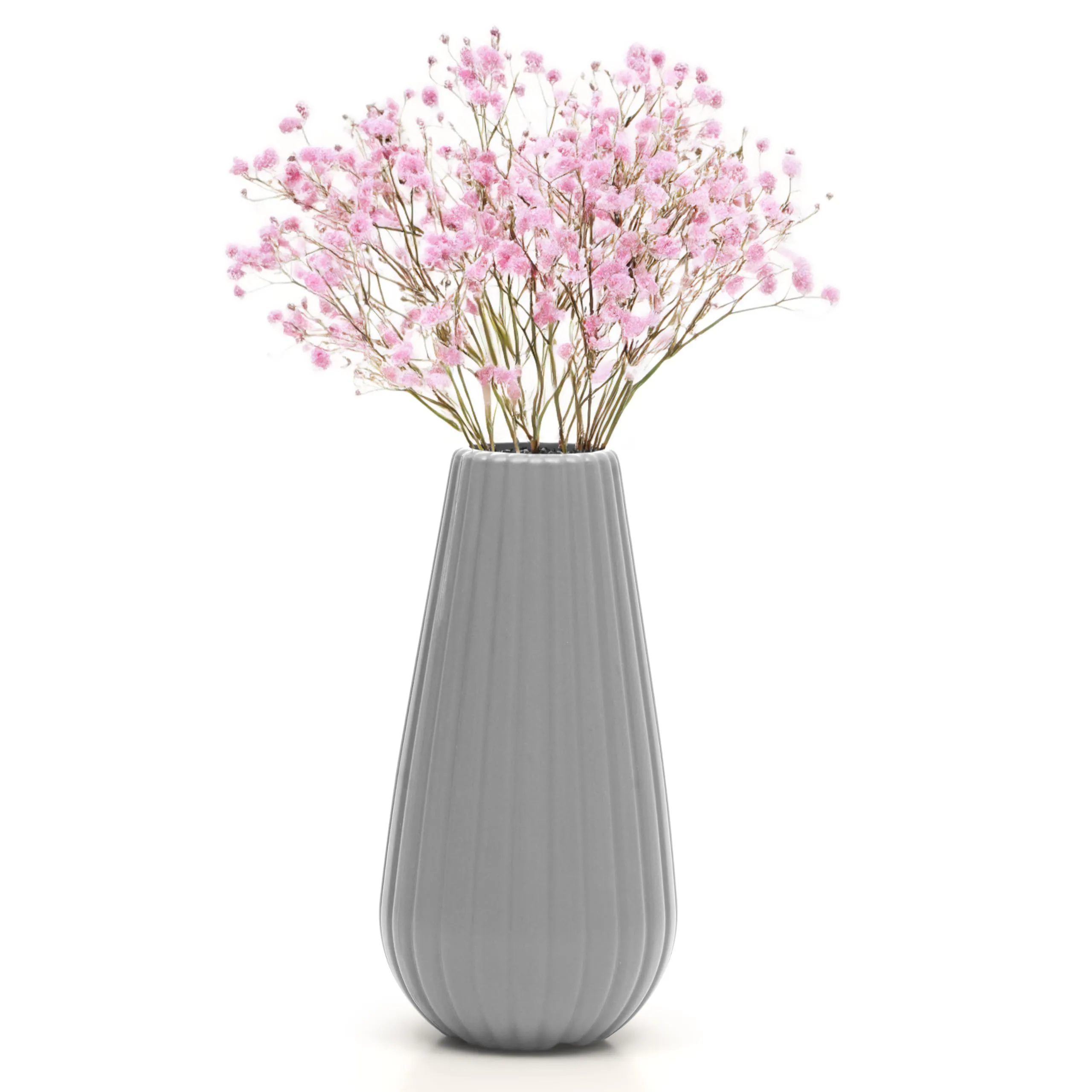 Livzing 7.5 inch Plastic Flower Vase for Home Decor Cone Shaped Modern Vase Center Table Decorative Flower Pot for Living Room Bedroom Office (Pack of 2, Grey)