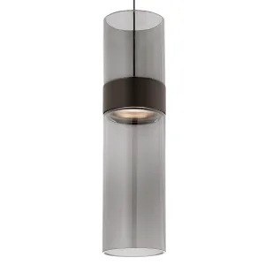 Manette 4 in. -Monopoint LED Pendant Light Transparent Smoke & Transparent Smoke & Bronze Ring