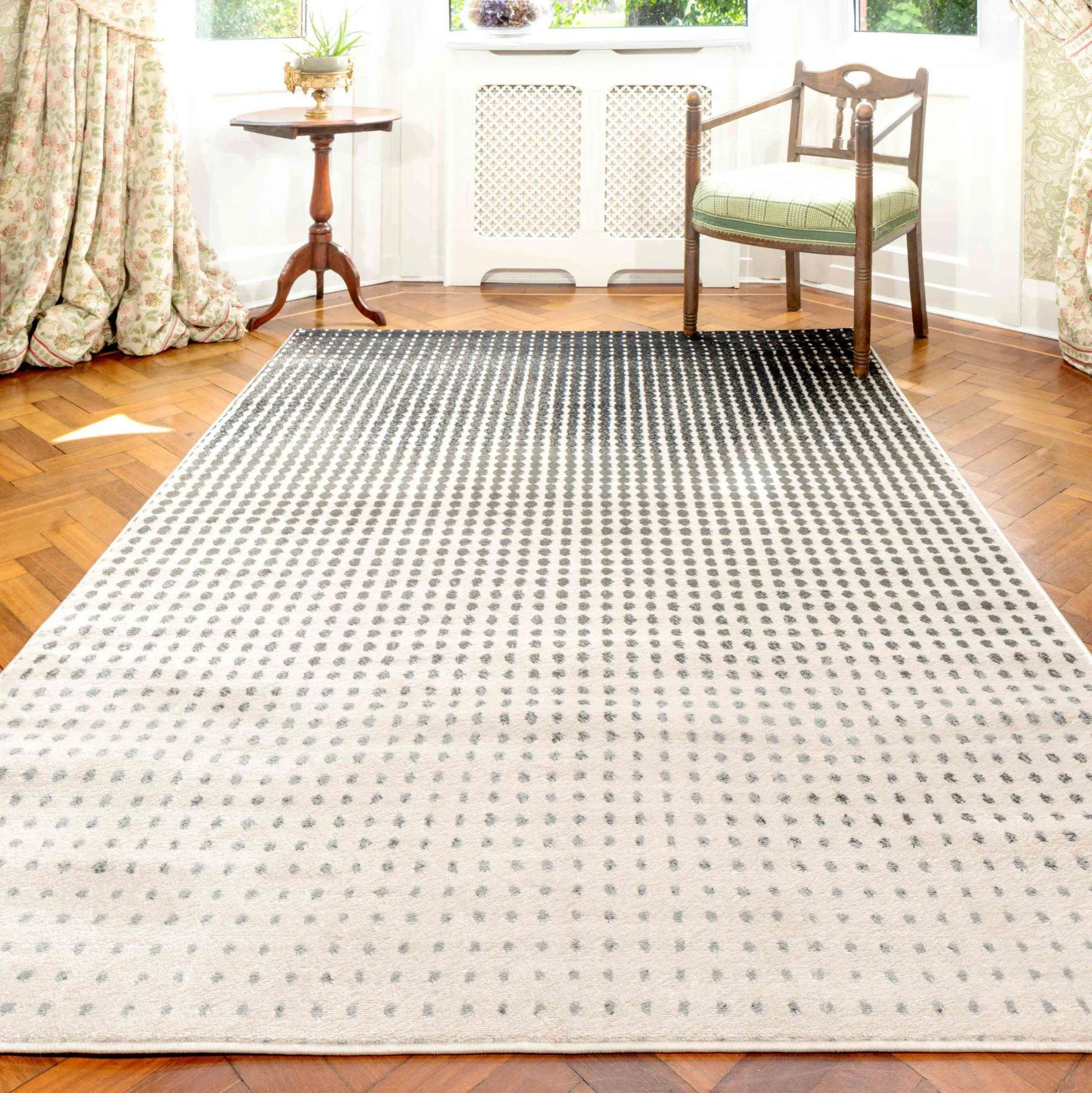 Modern Grey Spotted Ombre Effect Living Room Rug - Dottie