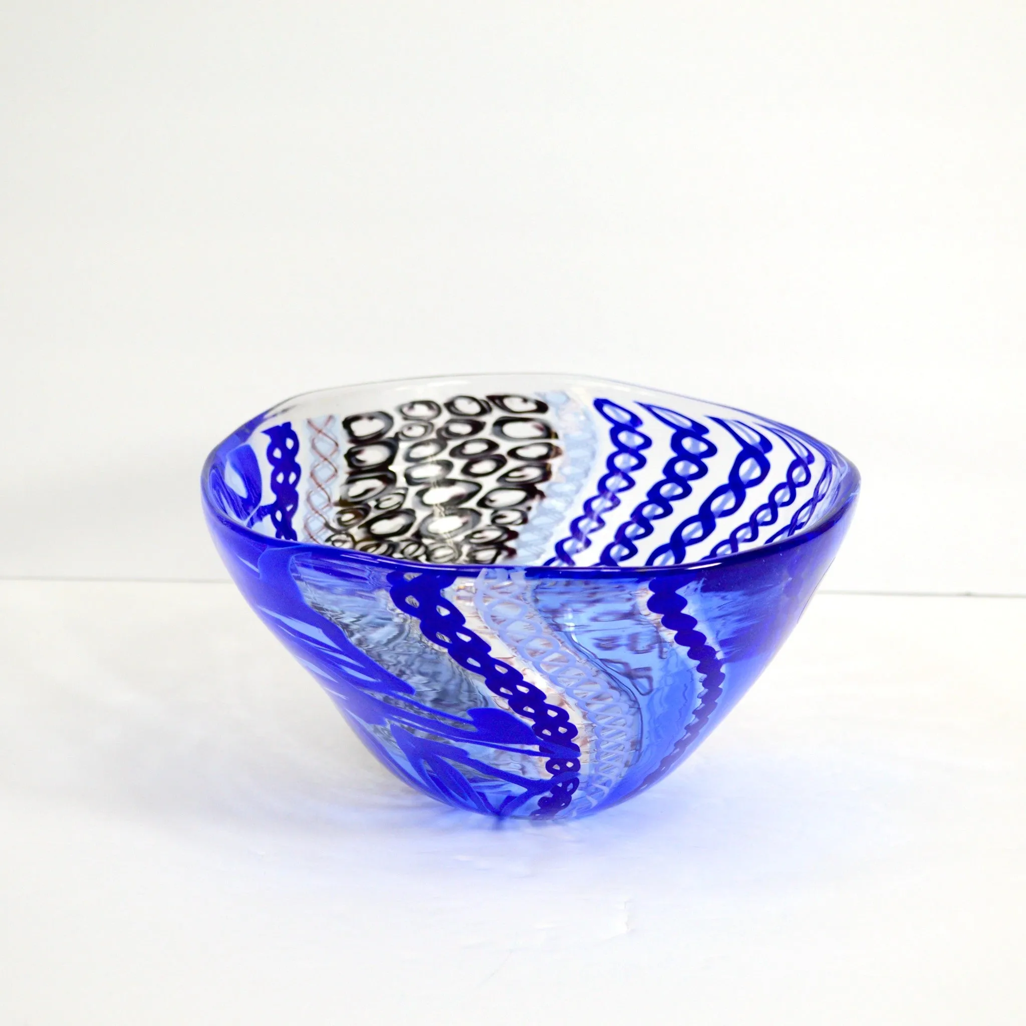 Murano Glass Large Art Centerpiece Bowl, Blue