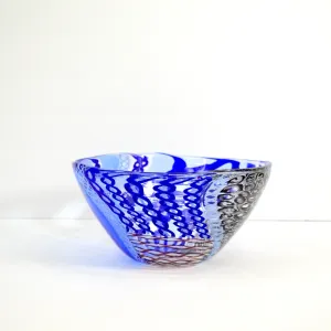 Murano Glass Large Art Centerpiece Bowl, Blue