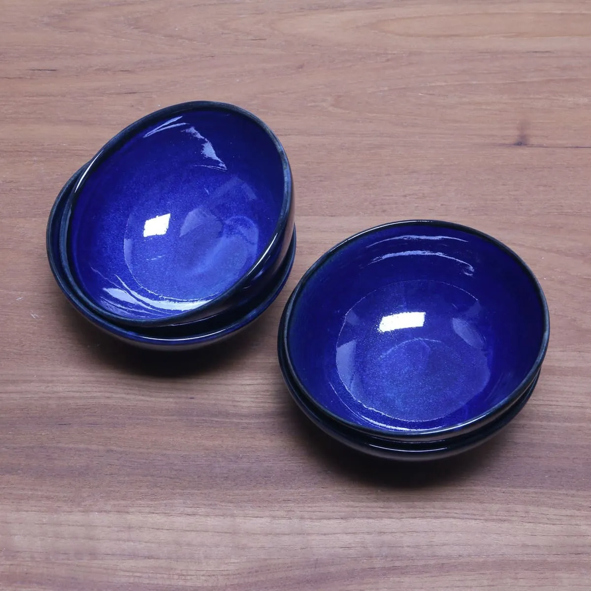 Novica Blue Delicious Ceramic Dessert Bowls (Set Of 4)