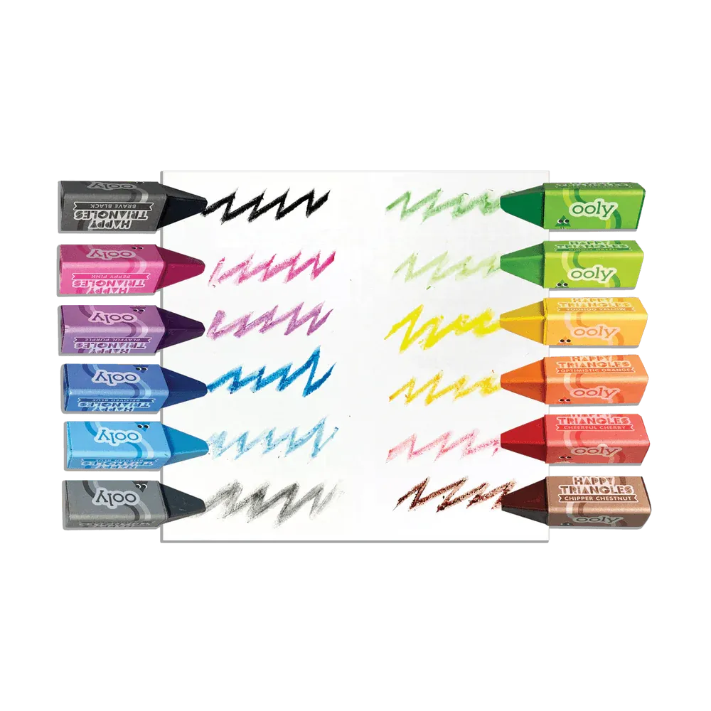 Ooly Happy Triangles Jumbo Crayons - Set of 12