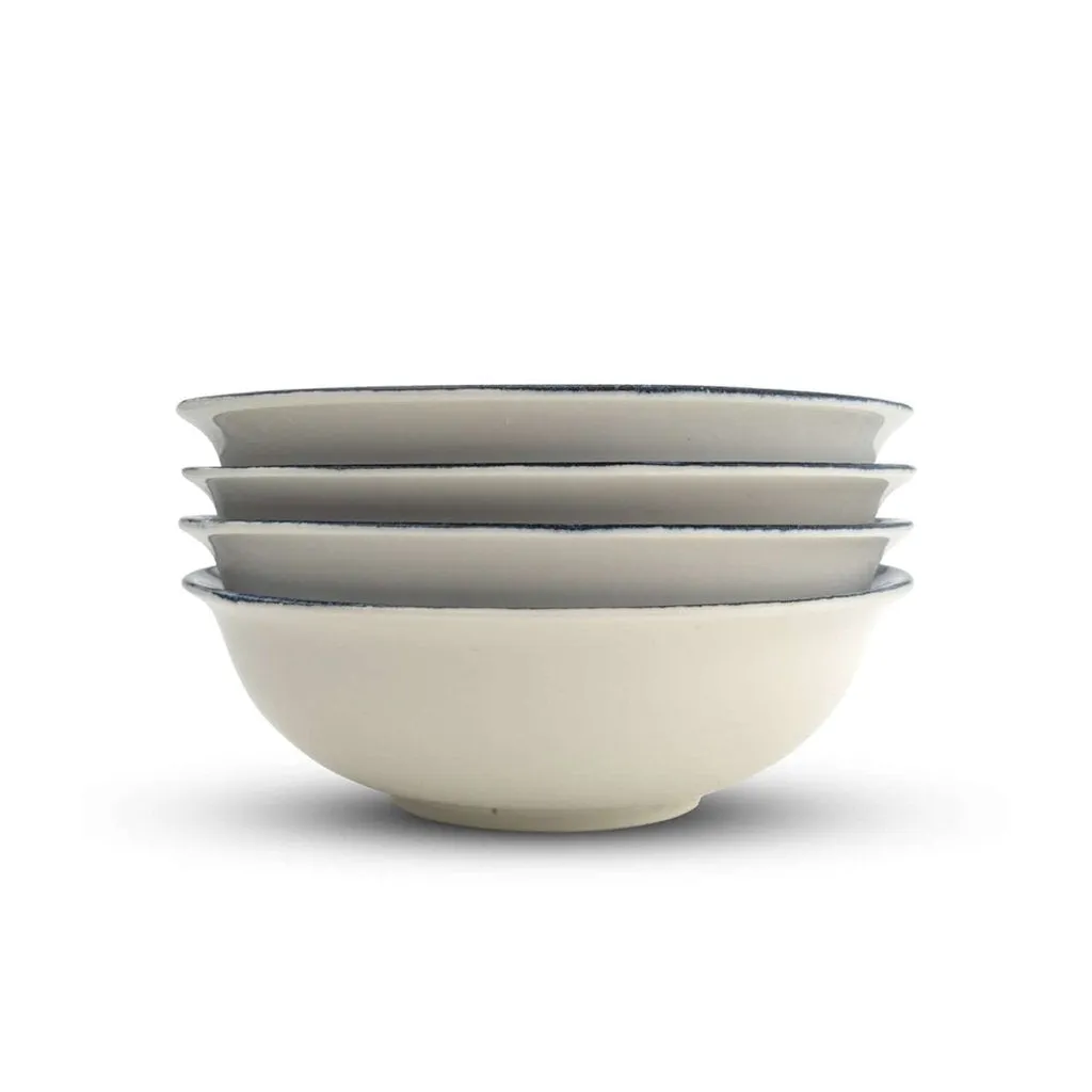 Porcelain Soup - Cereal Bowls Set of 4 Pebble Deep Ocean 17cm