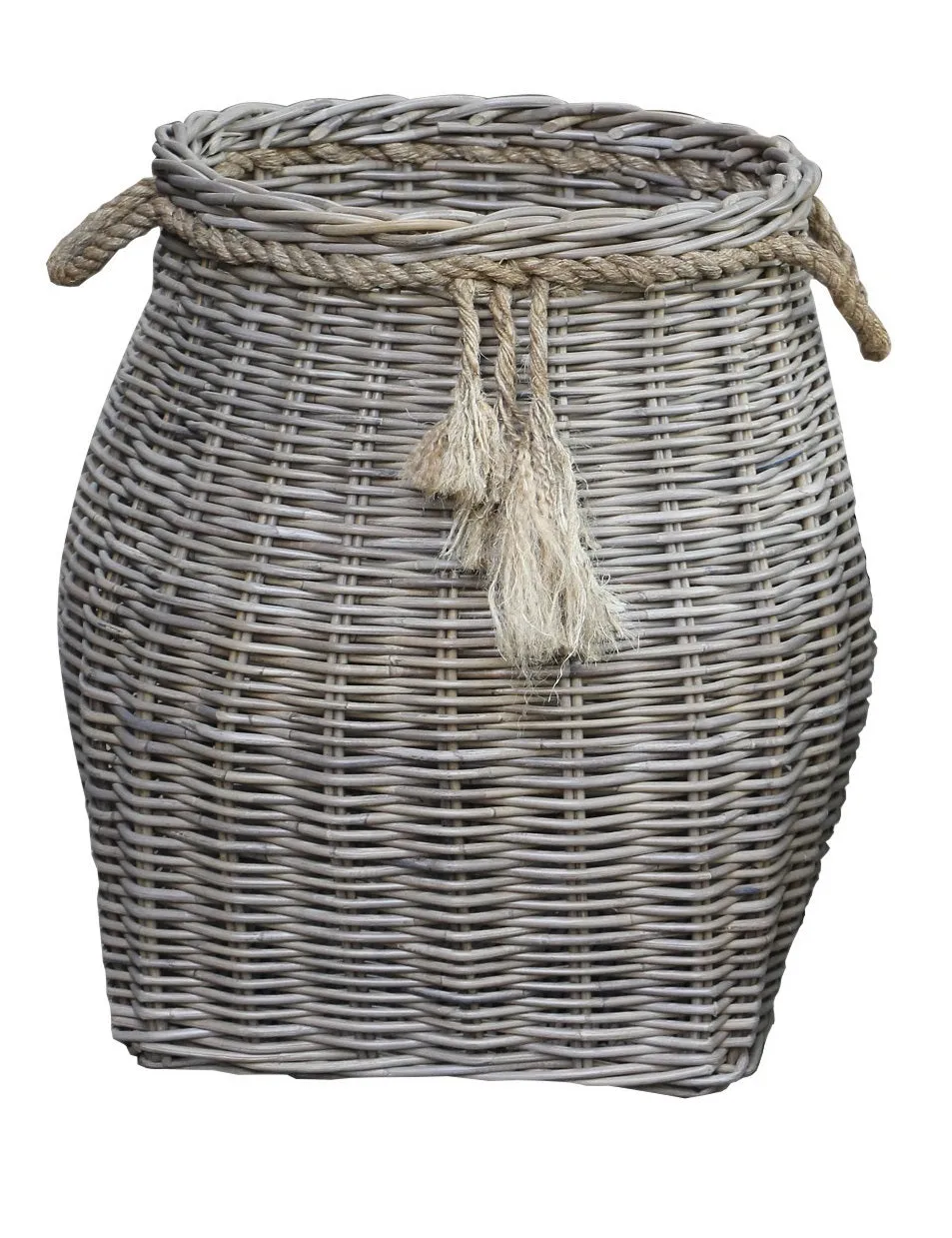 Rattan basket with rope handles