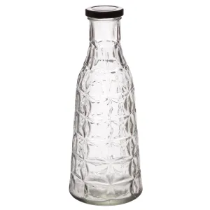 Red Co. Decorative Etched Glass Bottle, Kitchen Essential, Home Décor Centerpiece Vase, 10-inch