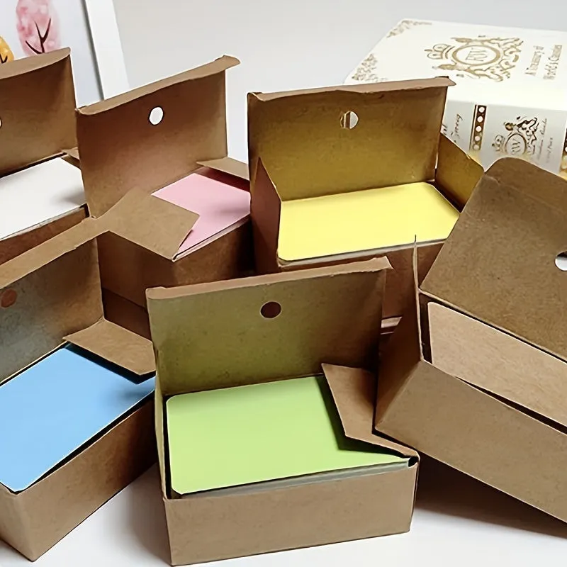 Retro Solid Color Cards Portable Boxed Kraft Cards 100pcs