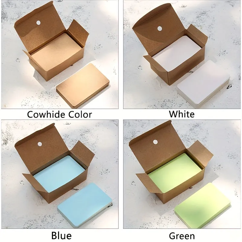 Retro Solid Color Cards Portable Boxed Kraft Cards 100pcs