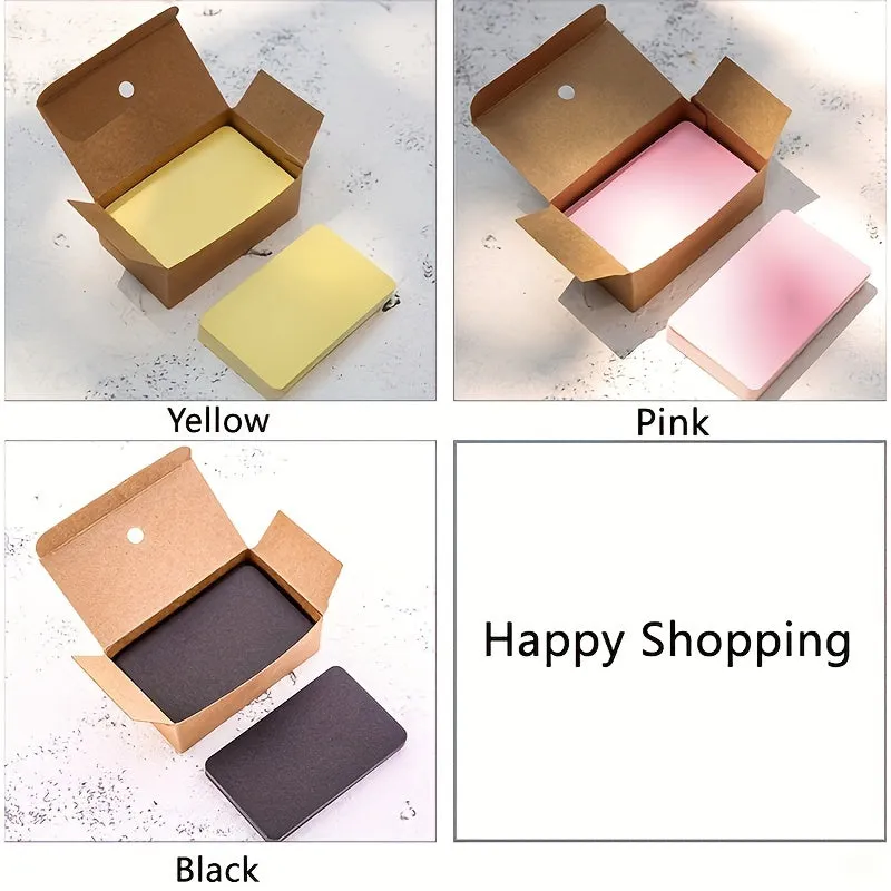 Retro Solid Color Cards Portable Boxed Kraft Cards 100pcs