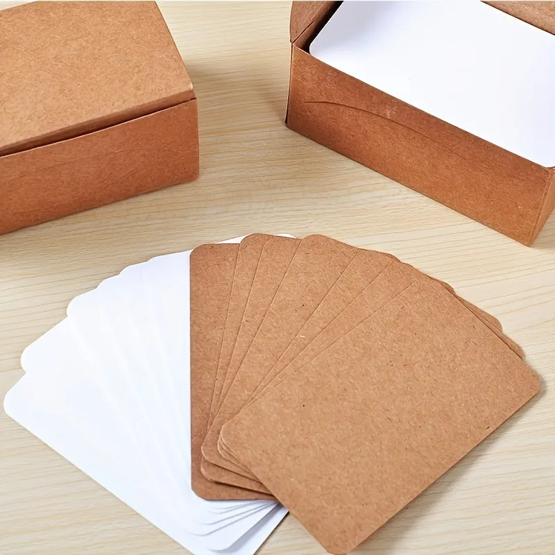 Retro Solid Color Cards Portable Boxed Kraft Cards 100pcs