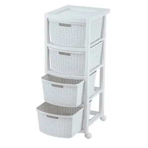 Rimax Wicker Look 4 Drawer Storage Cart