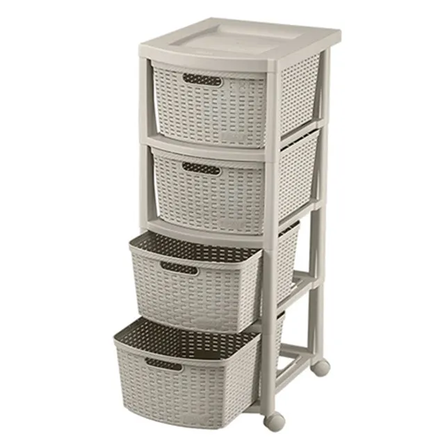 Rimax Wicker Look 4 Drawer Storage Cart