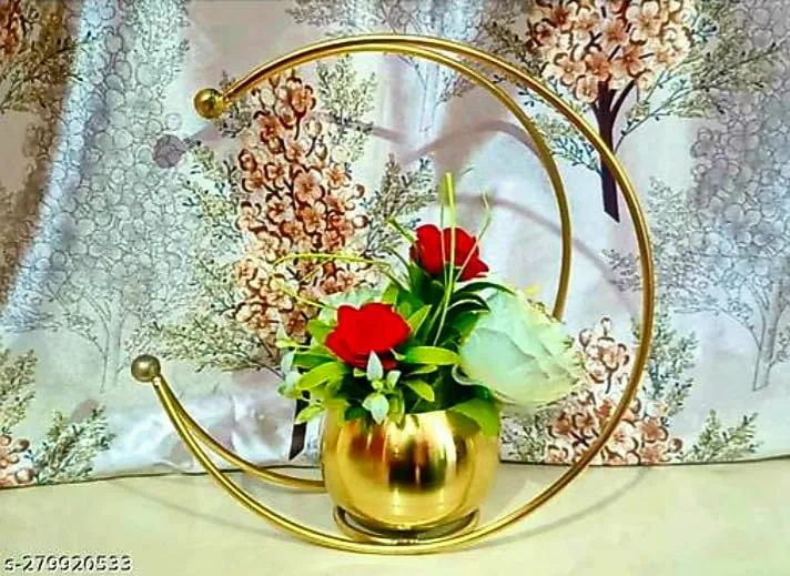 R.K EXPORTS Designer Flower Vase with Gold- Designer Moon Shape Vase Gold Metal Moon Shape Flower Pot, Table Decorative Flower Pot Home Decor vase s4000