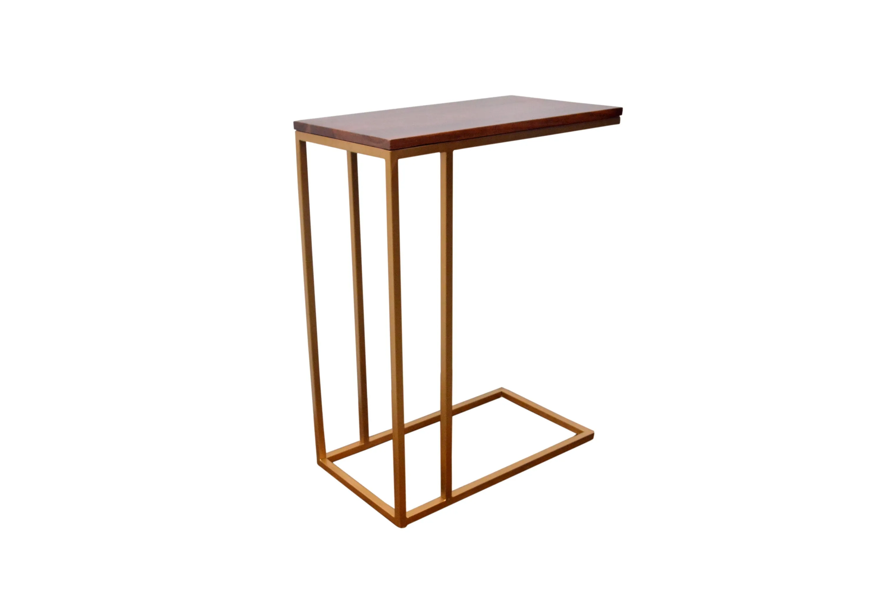 Romy C-Sofa Table, Acacia Wood/Gold Frame