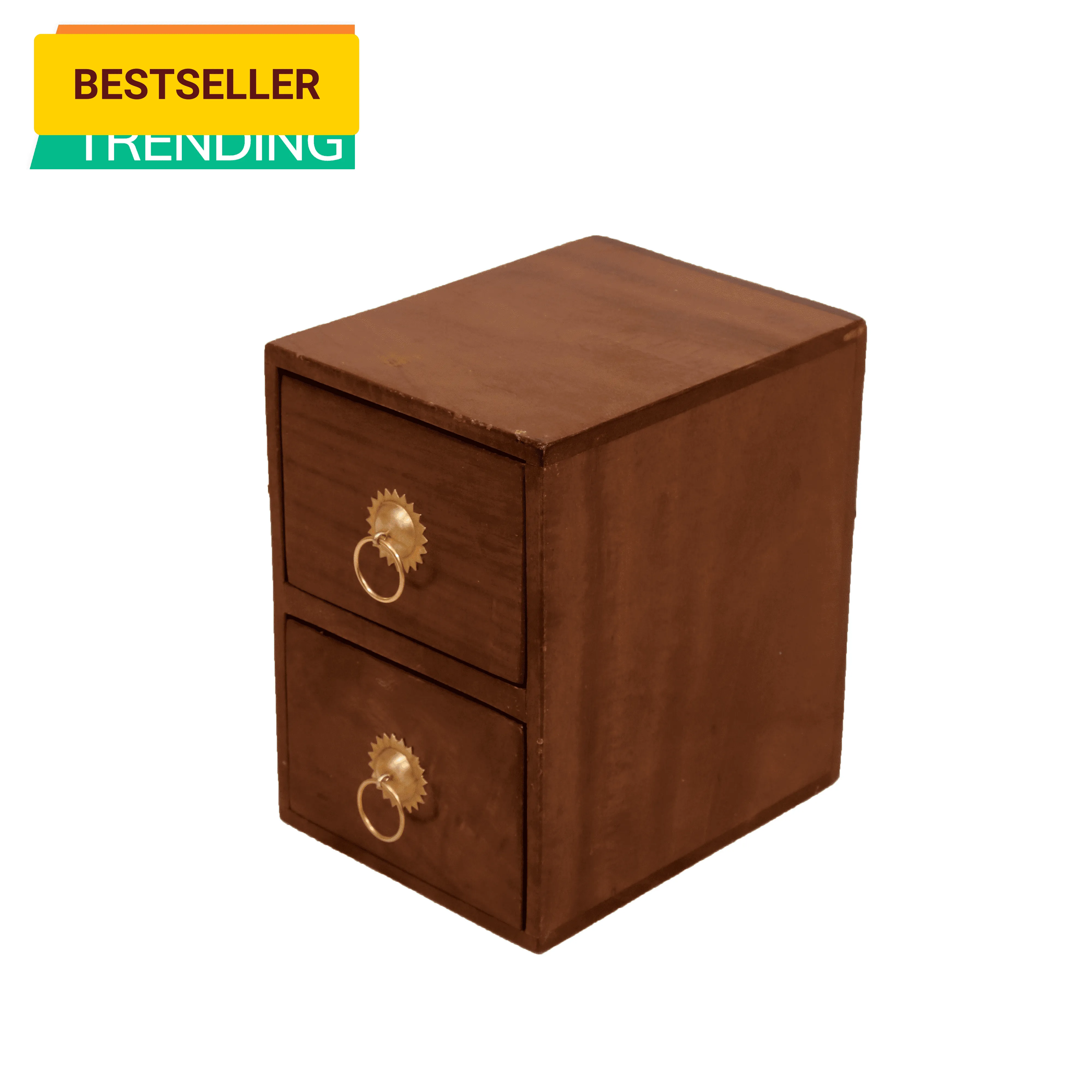 Solid Wood 2-Drawer Set with Holder (7 x 9 x 10 Inch)