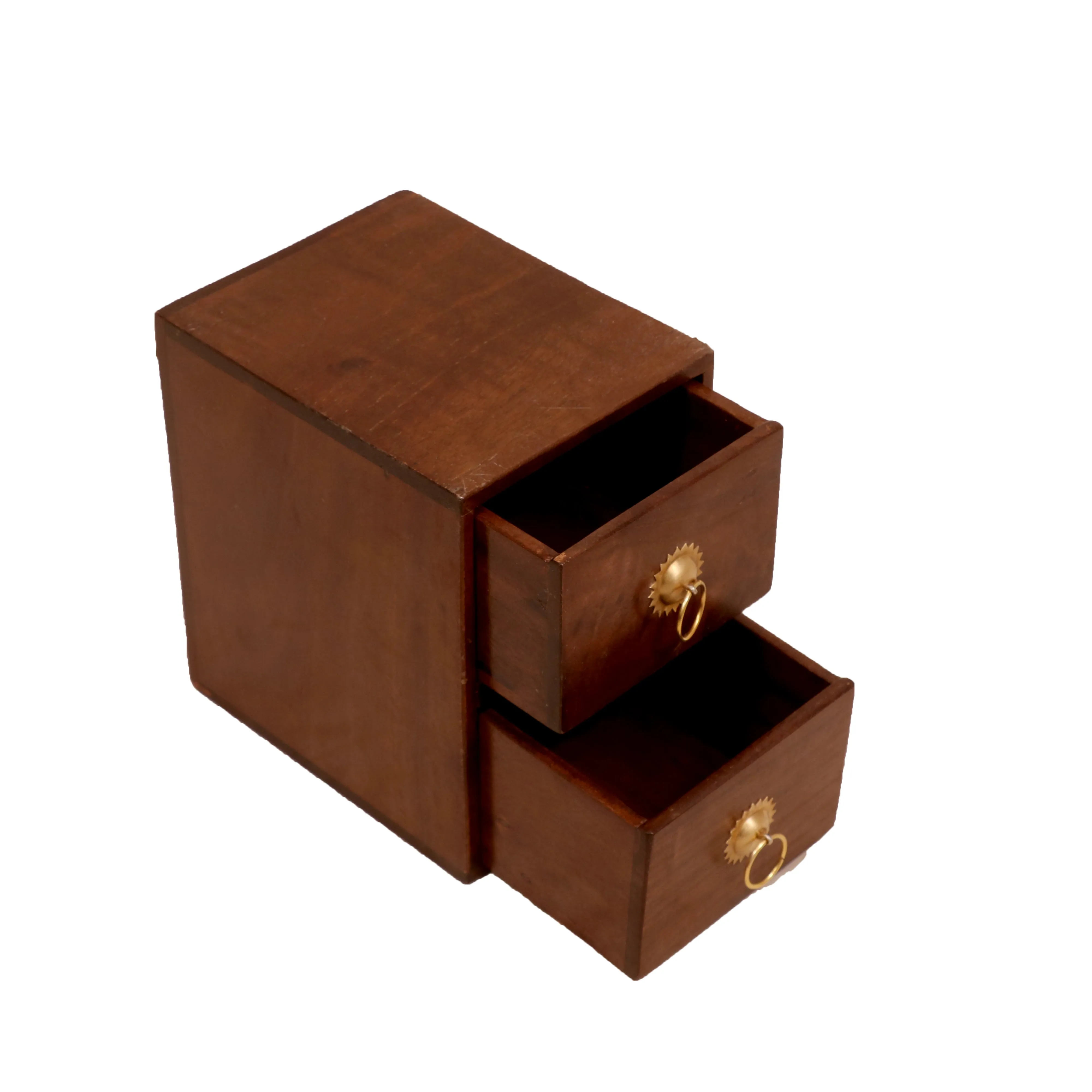 Solid Wood 2-Drawer Set with Holder (7 x 9 x 10 Inch)