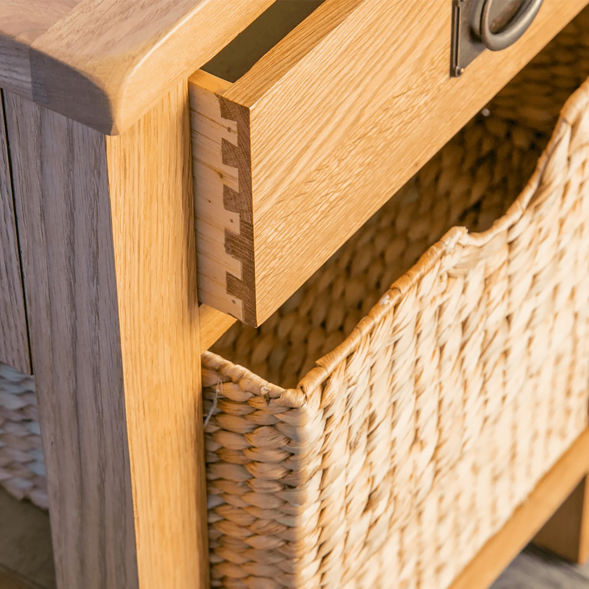 Surrey Oak Telephone Table with Baskets