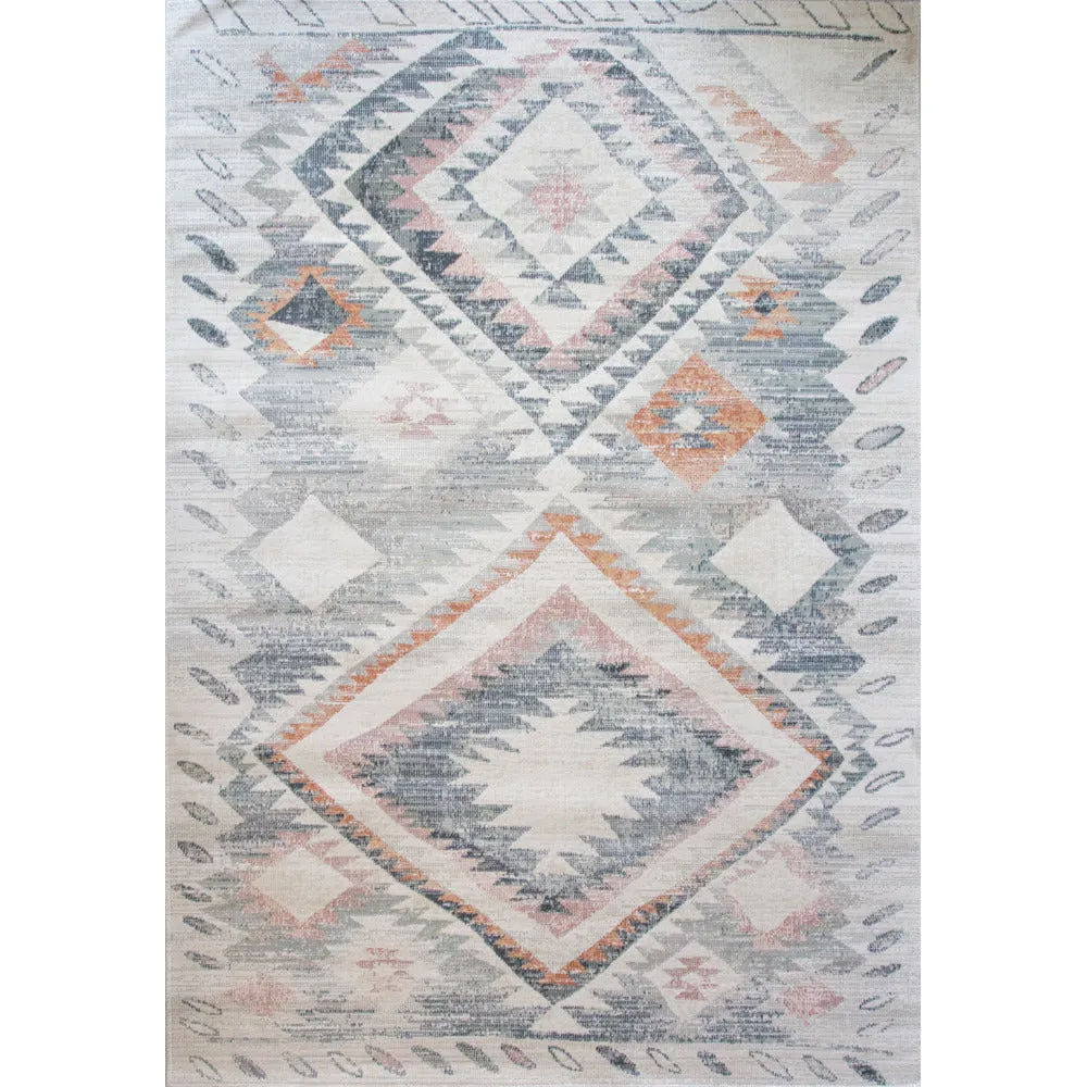 Terracotta Tribal Distressed Flat Zero Pile Area Rug