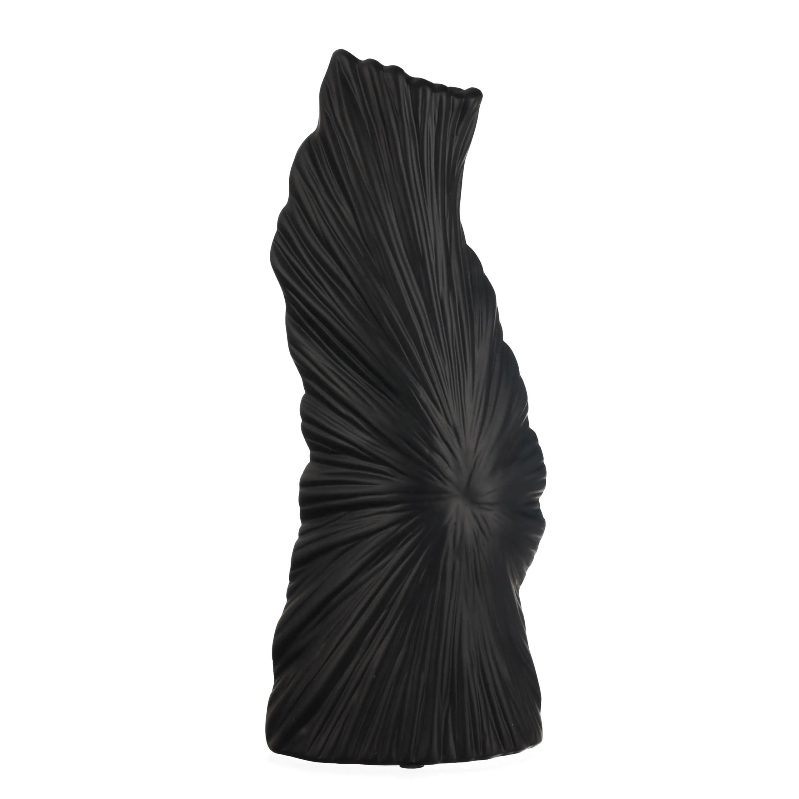 TIED RIBBONS Spiral Ceramic Vase for Flowers Plants Home Decor Living Room Bedroom Centrepiece Office Table Decoration Items (Black, 27.9 cm x 12cm)