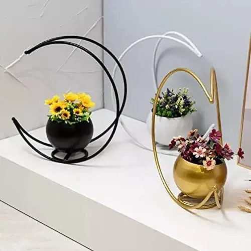 Unique Art Handicrafts Metal Geometric Design Vase with Gold Finish - Table Decorative Flower Pot