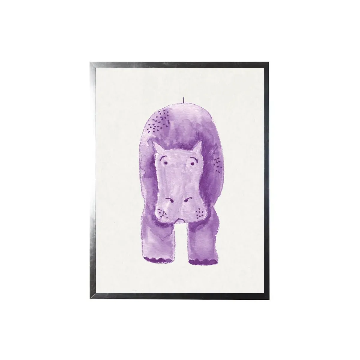 Watercolor Purple Hippo Framed Art