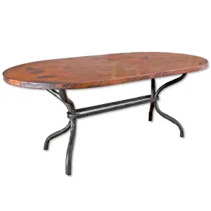 Woodland Dining Table with 44" x 72" Soft Oval Copper Top